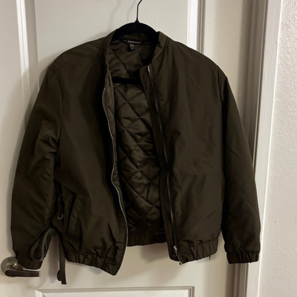 Trf Outerwear Dark Green Quilted Puffer Jacket